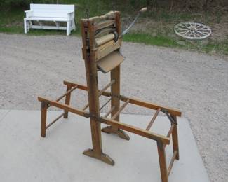 Lot 158. Vintage wooden folding Anchor Bench double washtub/wringer 1896 stand