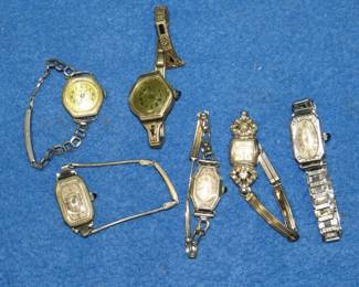 Lot 494. Six old non-working ladies' watches