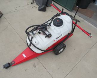 Lot 155. Pull behind Fimco 15-gallon sprayer