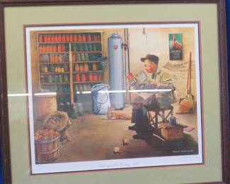 Lot 310. 32" x 28" framed and matted "Recharging The Lindsay" 1945 print by Elaine Wadsworth