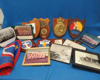 Lot 423. Large military collection including plaques, photos, and a banner. Please see the photos.