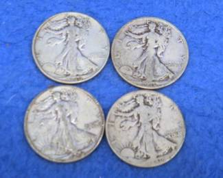 Lot 190. Four Walking Liberty half dollar coins: 1936,1939, 1940 (2)