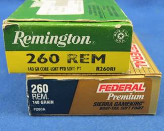 Lot 443. 38 260 Rem rounds. 20 Remington. 18 Federal.