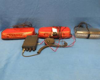 Lot 403. Three working 12-volt flashing emergency/tow lights and an untested Midland CB radio
