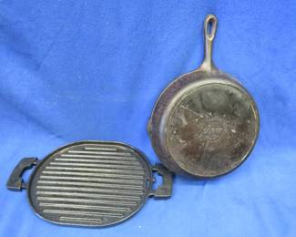 Lot 315. Cast iron 11" Lodge grill pan and a NuWave enameled cast iron griddle