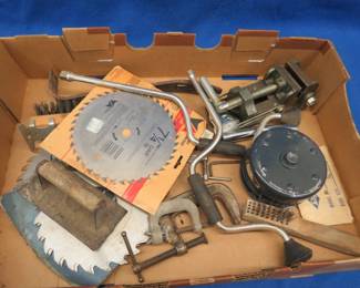 Lot 71. Machining vice, pulley, C-clamps, and more