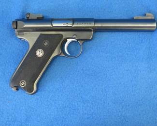 Lot 13. Ruger Mark II Target. S/N 211-10942. Shoots LR only. Includes 3 magazines and a soft case.