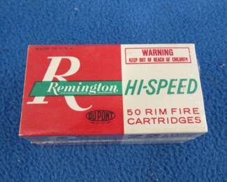 Lot 336. 50 Remington Hi-Speed 22 LR cartridges in a sealed box in VG condition
