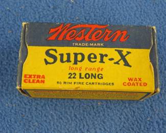 Lot 331. 50 Western .22 long rifle cartridges in original box in good condition