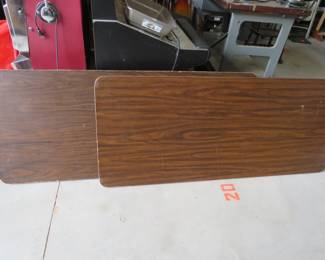 Lot 151. Two 6' folding buffet tables. See photos for one corner underneath one table that is broken