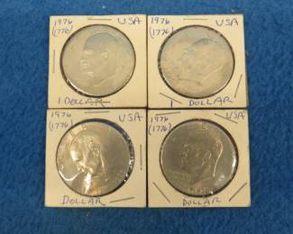 Lot 37. Four 1976 Bicentennial Eisenhower dollar coins