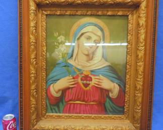 Lot 133. Religious picture in a very ornate antique frame. Very good condition. 30" x 25"