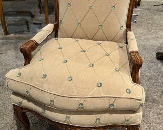 Louis  XV style chair cream with light green dots 