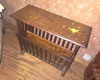 Brass inlaid magazine rack