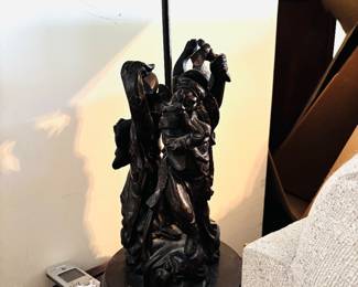 Wooden Chinese Figural Lamp 
