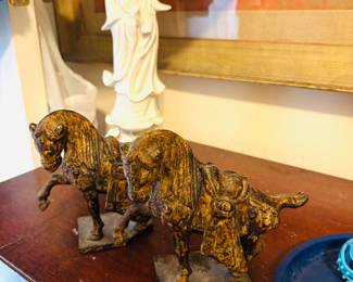 Japanese War Horse Figures Bronze