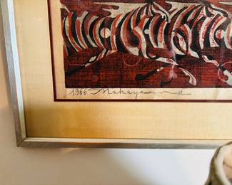 Artist Signed Wood Block Print by T. Nakayama  dated 1966
