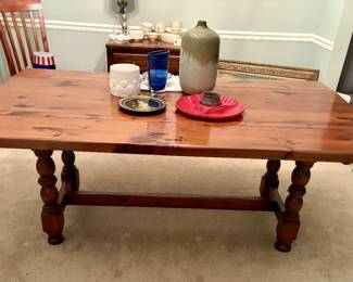 French Antique Oak Trestle Table with drop leaf sides - Available before the sale if interested.