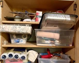 Lots of painting supplies.