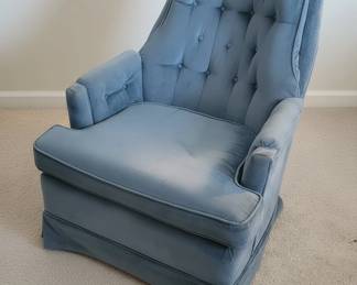 Vintage Tufted Upholstered Swivel Armchair second image