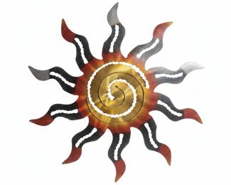 Fiery Southwestern Spiral Sun Metal Wall Art second image