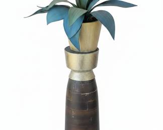 Metal Agave Plant Sculpture with Planter Stand second image