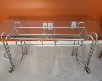 Glass Top Console Table with Metal Frame second image