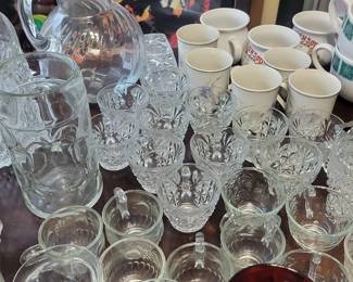 Assorted Glassware Set with Punch Cups and Mugs
