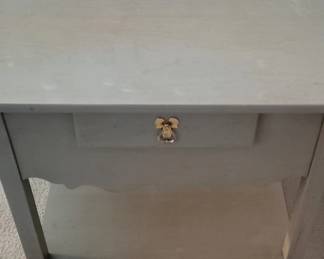 Painted French Provincial Style Side Table or Nightstand with Scalloped Shelf