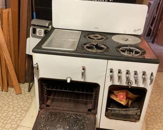 Chambers stove, smaller oven door was damaged when moved years ago, beautiful piece