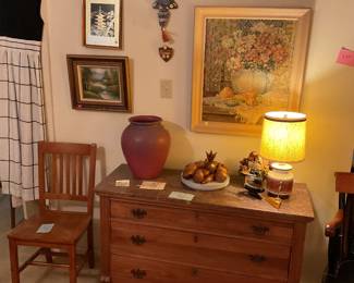 Long marble topped chest, made in New Orleans 