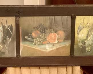 Antique watercolor?  Game birds still life, frame has duck figures
