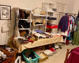 Purses, handbags, gloves, hankies, belts ties, vintage fabrics and findings