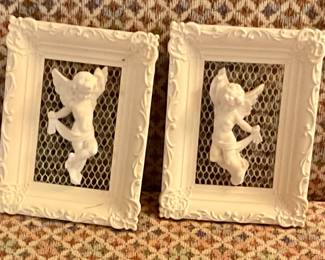 Angels on white frames vintage