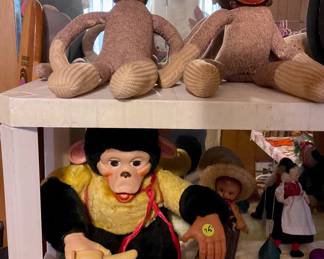 Selection of monkeys, sock monkeys made by local artisan