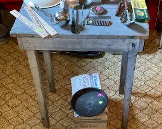 Utensils and antique primitive table