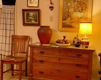Van Briggle vase, 13.5” high Ming vase in mulberry bought at factory in 1962, on a family trip to Seattle worlds fair