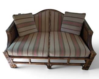 Ayers Multicolored Striped Rattan Loveseat