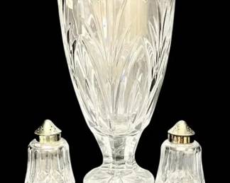 Waterford Crystal Vase Salt and Pepper Shakers