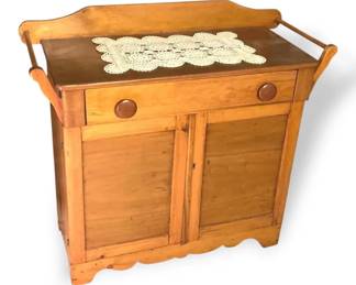 Primitive Style Pine Jelly Cupboard Or Washstand