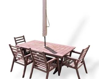 Brown 7Piece Outdoor Dining Set With Umbrella