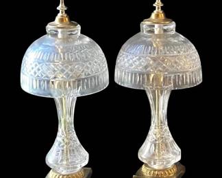 Vintage Style Cut Glass Brass Table Lamps
