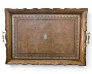 MaitlandSmith Walnut Serving Tray w Brass Handles