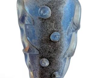 Blue Textured Art Glass Vase 23 Tall