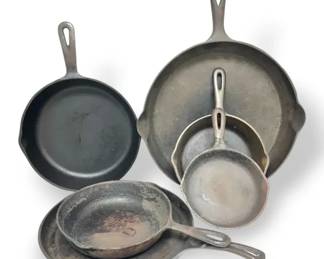 6 Assorted Cast Iron Skillets