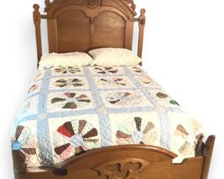 Mid1800s Victorian Style HandCarved Walnut Bed
