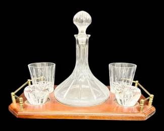 Wedgwood Crystal Decanter Glass Set With Serving Tray