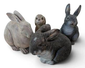 Four Garden Bunny Statues