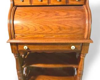 National Mt. Airy Small Roll Top Desk w Swivel Office Chair