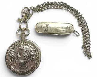 GolfThemed Pocket Watch Pocket Knife